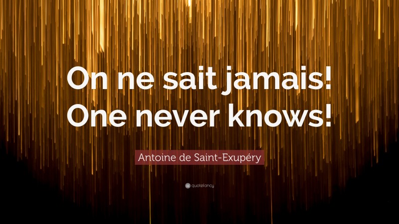 Antoine de Saint-Exupéry Quote: “On ne sait jamais! One never knows!”