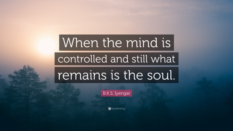 B.K.S. Iyengar Quote: “When the mind is controlled and still what remains is the soul.”