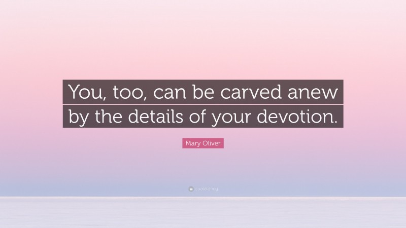 Mary Oliver Quote: “You, too, can be carved anew by the details of your devotion.”