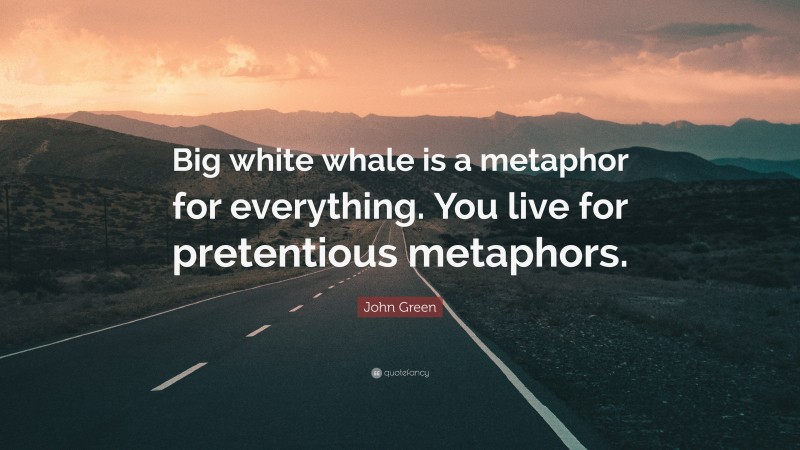 John Green Quote: “Big white whale is a metaphor for everything. You live for pretentious metaphors.”