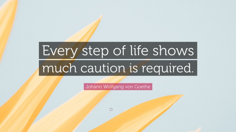 Johann Wolfgang von Goethe Quote: “Every step of life shows much caution is required.”