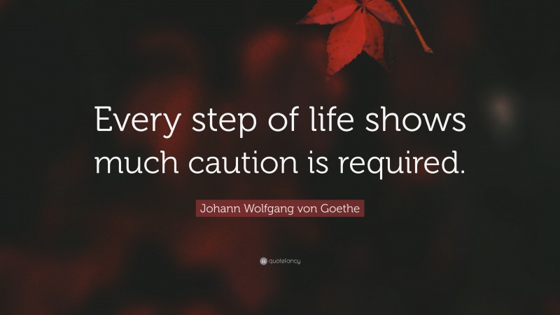 Johann Wolfgang von Goethe Quote: “Every step of life shows much caution is required.”