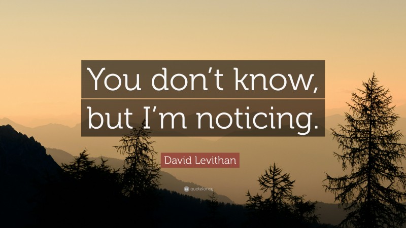 David Levithan Quote: “You don’t know, but I’m noticing.”