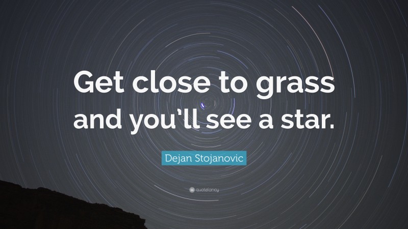 Dejan Stojanovic Quote: “Get close to grass and you’ll see a star.”
