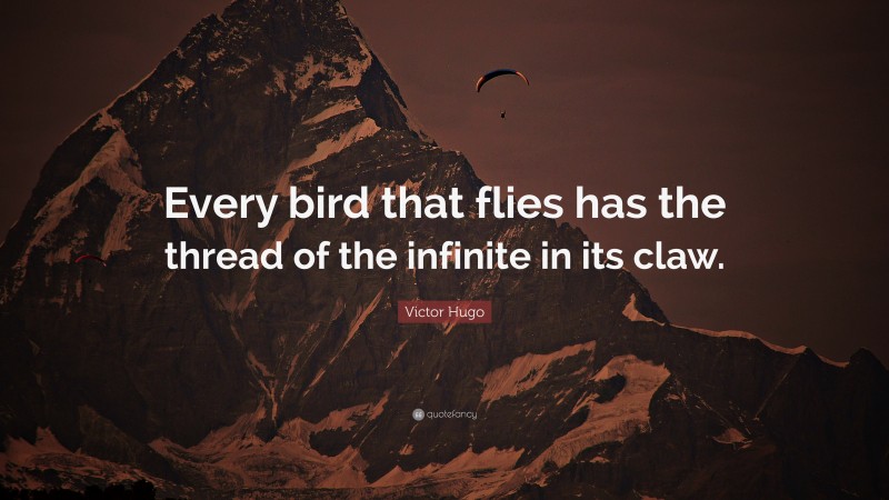 Victor Hugo Quote: “Every bird that flies has the thread of the infinite in its claw.”