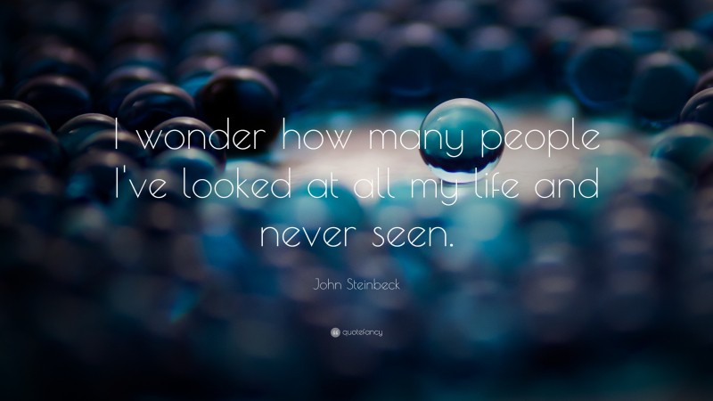 John Steinbeck Quote: “I wonder how many people I've looked at all my life and never seen.”