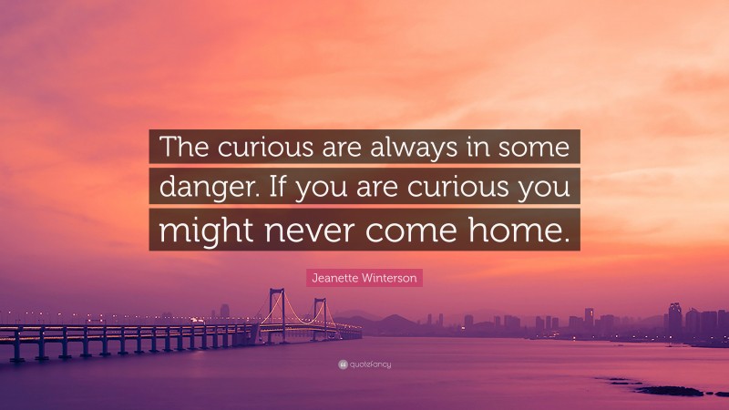 Jeanette Winterson Quote: “The curious are always in some danger. If you are curious you might never come home.”