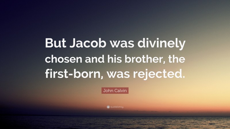 John Calvin Quote: “But Jacob was divinely chosen and his brother, the first-born, was rejected.”