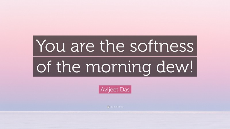 Avijeet Das Quote: “You are the softness of the morning dew!”