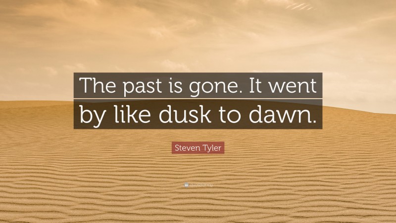 Steven Tyler Quote: “The past is gone. It went by like dusk to dawn.”