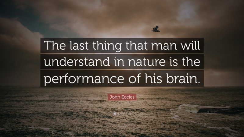 John Eccles Quote: “The last thing that man will understand in nature is the performance of his brain.”