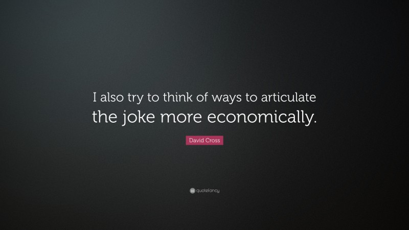 David Cross Quote: “I also try to think of ways to articulate the joke more economically.”
