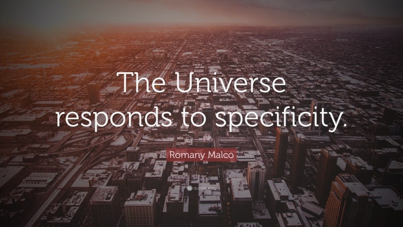 Romany Malco Quote: “The Universe responds to specificity.”