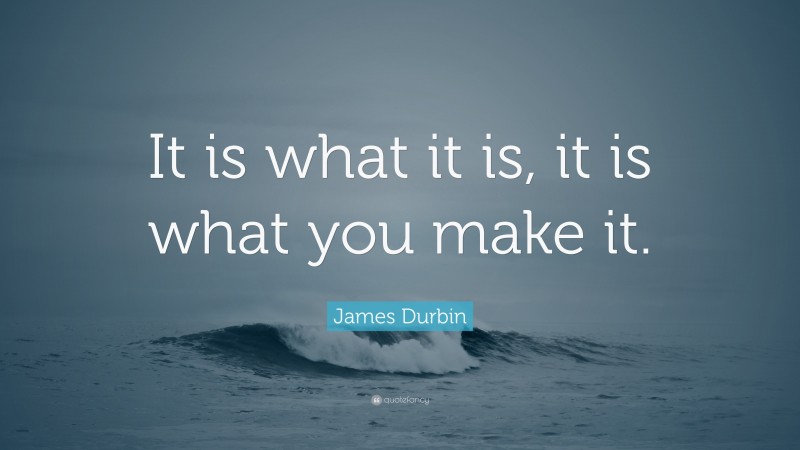 James Durbin Quote: “It is what it is, it is what you make it.”