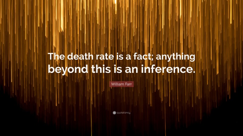 William Farr Quote: “The death rate is a fact; anything beyond this is an inference.”