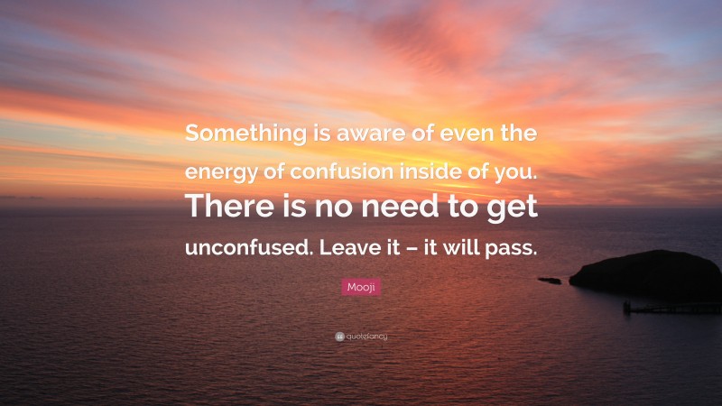 Mooji Quote: “Something is aware of even the energy of confusion inside of you. There is no need to get unconfused. Leave it – it will pass.”