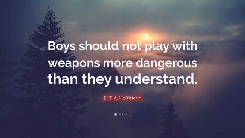 E. T. A. Hoffmann Quote: “Boys should not play with weapons more dangerous than they understand.”