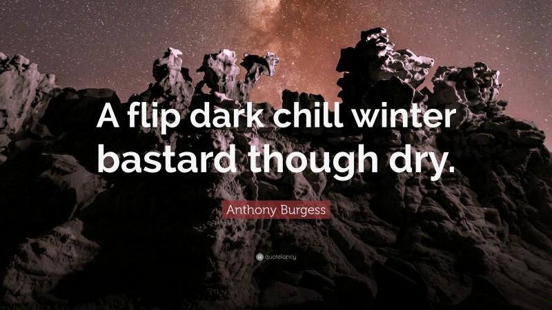 Anthony Burgess Quote: “A flip dark chill winter bastard though dry.”