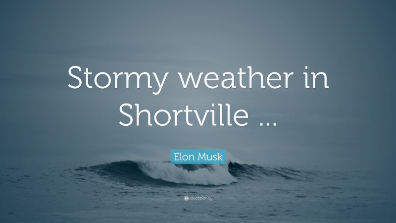 Elon Musk Quote: “Stormy weather in Shortville ...”