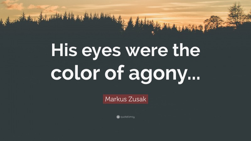 Markus Zusak Quote: “His eyes were the color of agony...”
