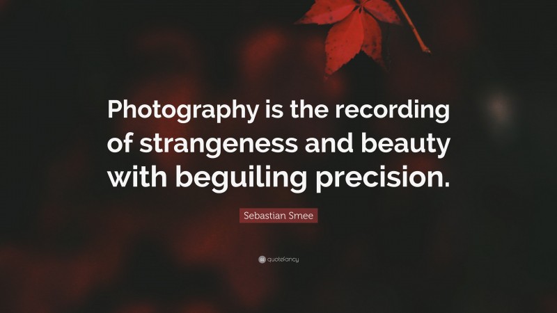 Sebastian Smee Quote: “Photography is the recording of strangeness and beauty with beguiling precision.”