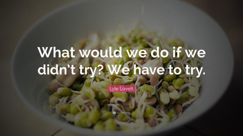 Lyle Lovett Quote: “What would we do if we didn’t try? We have to try.”
