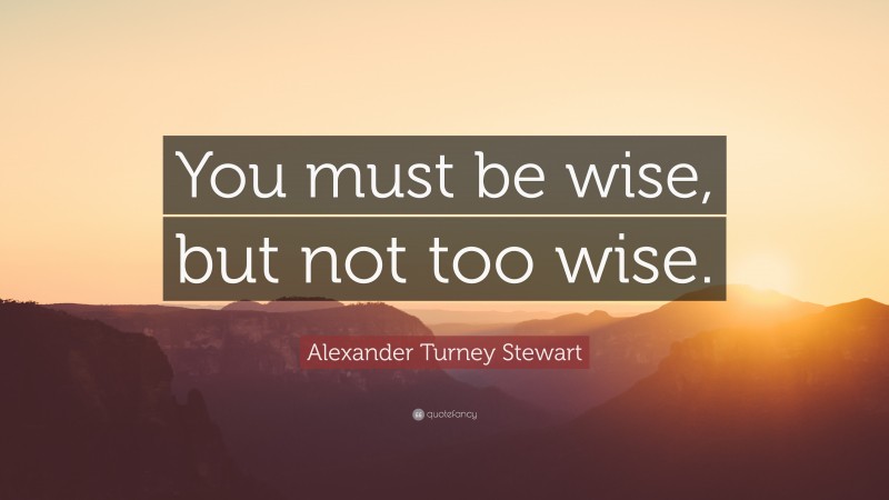 Alexander Turney Stewart Quote: “You must be wise, but not too wise.”