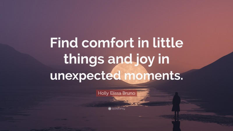 Holly Elissa Bruno Quote: “Find comfort in little things and joy in unexpected moments.”