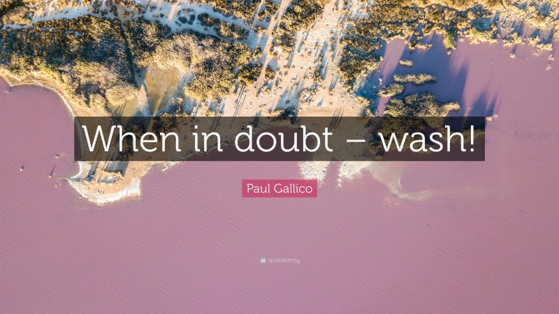 Paul Gallico Quote: “When in doubt – wash!”