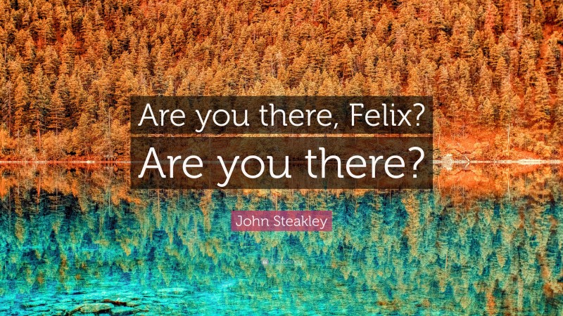 John Steakley Quote: “Are you there, Felix? Are you there?”