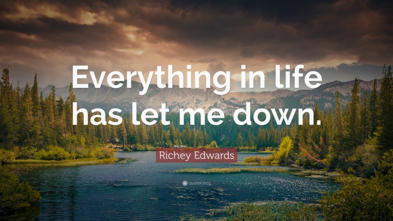 Richey Edwards Quote: “Everything in life has let me down.”
