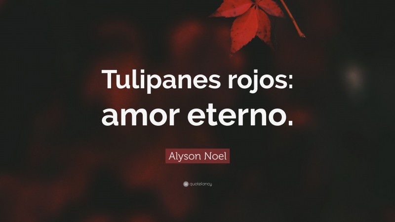 Alyson Noel Quote: “Tulipanes rojos: amor eterno.”