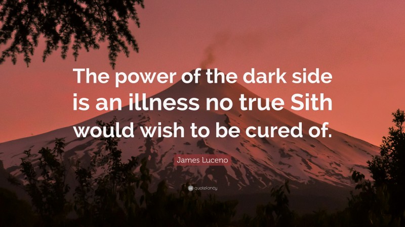 James Luceno Quote: “The power of the dark side is an illness no true Sith would wish to be cured of.”