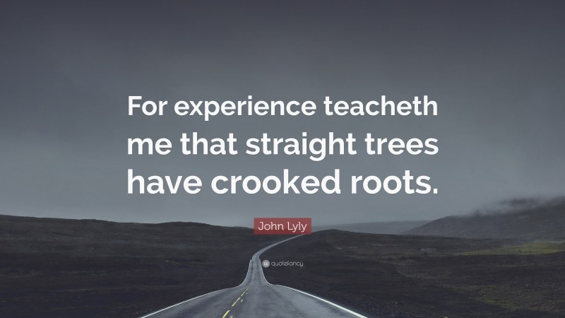 John Lyly Quote: “For experience teacheth me that straight trees have crooked roots.”