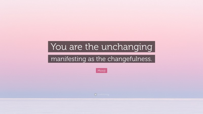 Mooji Quote: “You are the unchanging manifesting as the changefulness.”