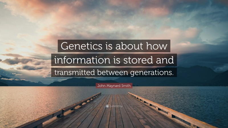John Maynard Smith Quote: “Genetics is about how information is stored and transmitted between generations.”