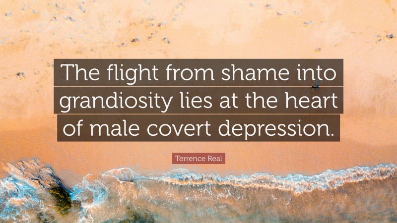 Terrence Real Quote: “The flight from shame into grandiosity lies at the heart of male covert depression.”