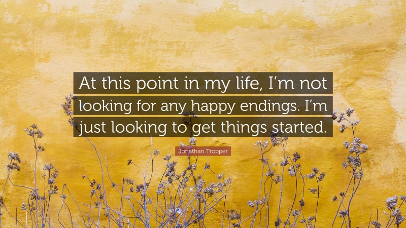 Jonathan Tropper Quote: “At this point in my life, I’m not looking for any happy endings. I’m just looking to get things started.”