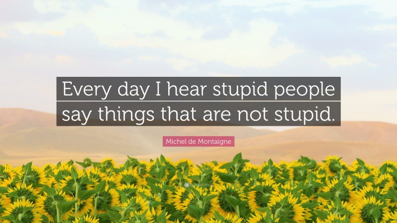 Michel de Montaigne Quote: “Every day I hear stupid people say things that are not stupid.”