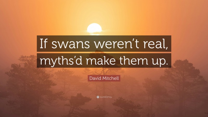 David Mitchell Quote: “If swans weren’t real, myths’d make them up.”