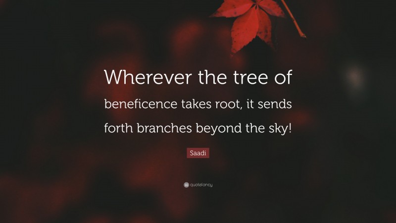 Saadi Quote: “Wherever the tree of beneficence takes root, it sends forth branches beyond the sky!”