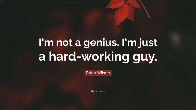 Brian Wilson Quote: “I’m not a genius. I’m just a hard-working guy.”