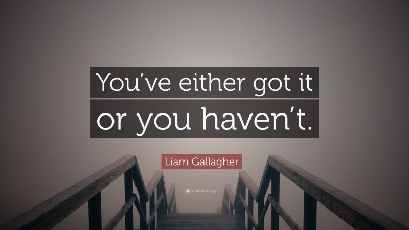 Liam Gallagher Quote: “You’ve either got it or you haven’t.”
