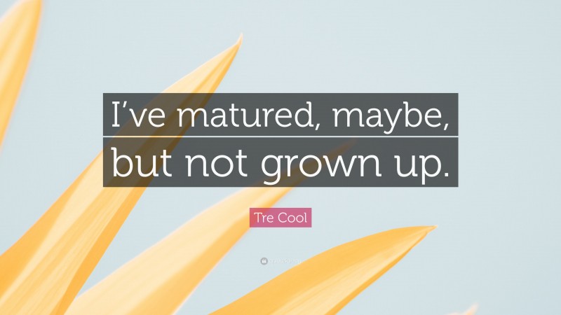 Tre Cool Quote: “I’ve matured, maybe, but not grown up.”