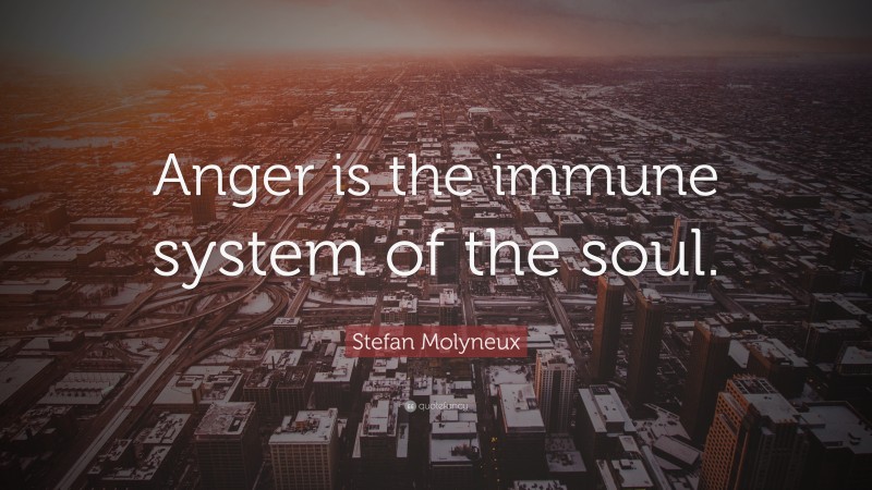 Stefan Molyneux Quote: “Anger is the immune system of the soul.”
