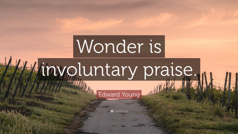 Edward Young Quote: “Wonder is involuntary praise.”