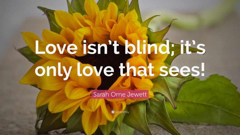 Sarah Orne Jewett Quote: “Love isn’t blind; it’s only love that sees!”