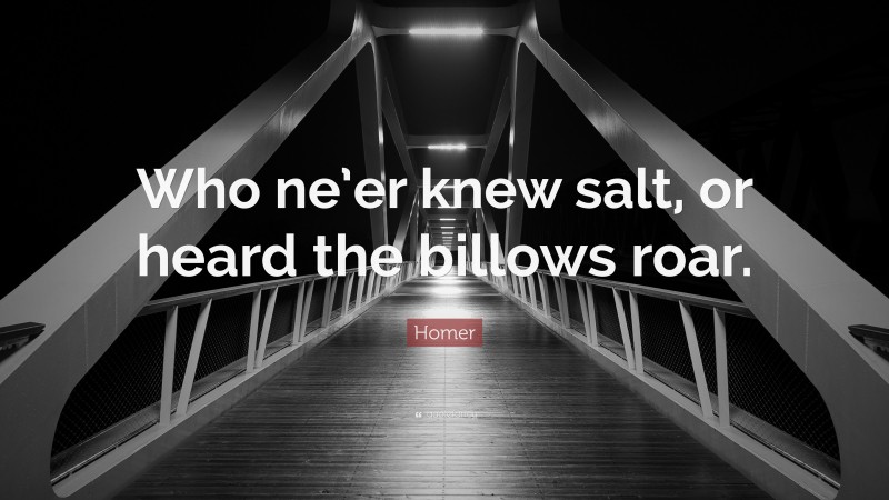 Homer Quote: “Who ne’er knew salt, or heard the billows roar.”