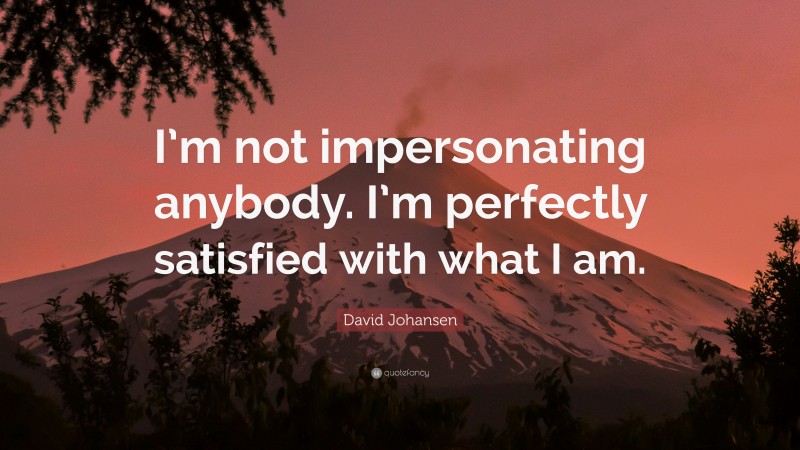 David Johansen Quote: “I’m not impersonating anybody. I’m perfectly satisfied with what I am.”