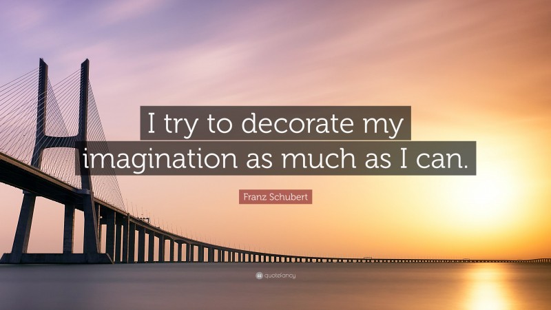 Franz Schubert Quote: “I try to decorate my imagination as much as I can.”